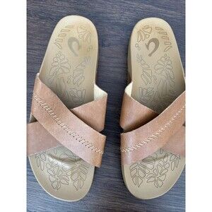 Kipea Olukai Women's Golden Harvest Golden Sand  Sandal Flip Flop Y2K Vegan Sz9